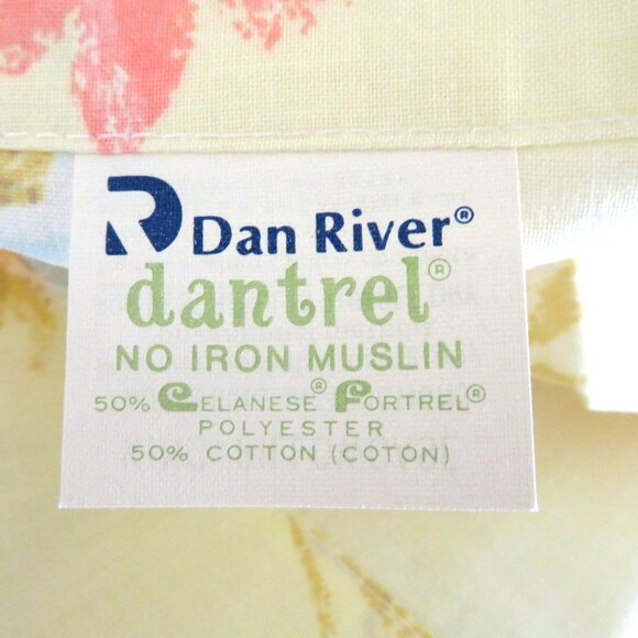 New Vintage Dan River King Pillowcase Set Yellow Floral No Iron Muslin USA Made - Picture 6 of 7